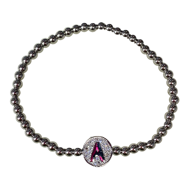 SILVER BEADED ''A'' BRACELET