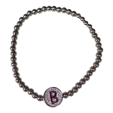 SILVER BEAED ''B'' BRACELET