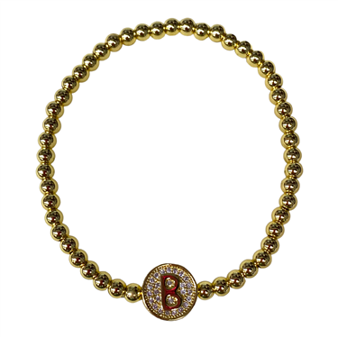 GOLD BEADED ''B'' BRACELET
