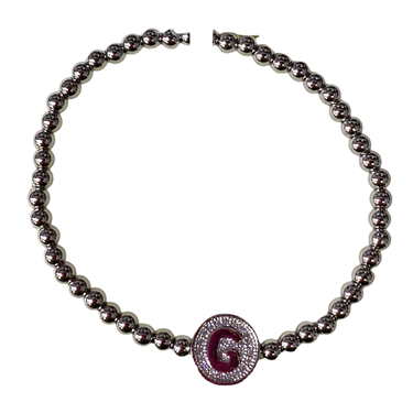 SILVER BEAED ''G'' BRACELET
