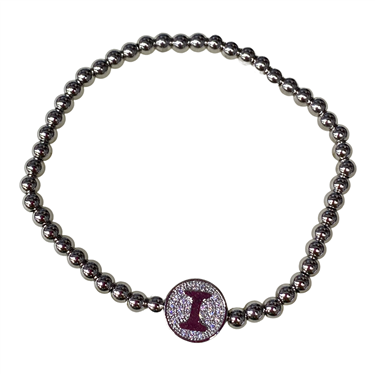 SILVER BEADED ''I'' BRACELET