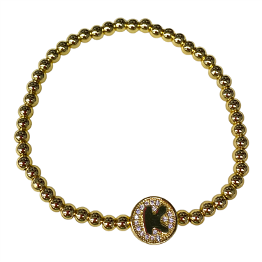 GOLD BEADED ''K'' BRACELET