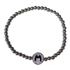 SILVER BEADED ''M'' BRACELET