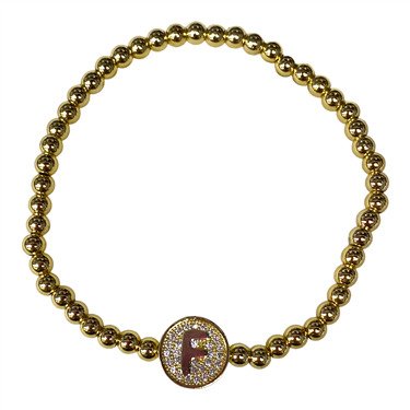 GOLD BEADED ''F'' BRACELET