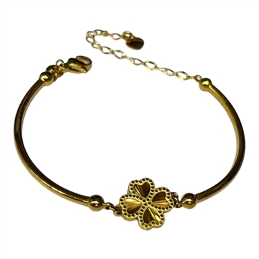 GOLD LUCKY LEAF CHARM BRACELET
