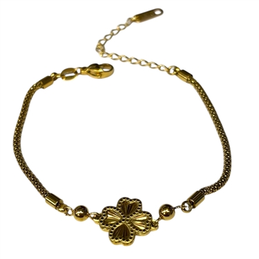 GOLD LUCKY LEAF CHARM BRACELET