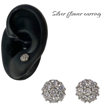 SILVER FLOWER EARRING