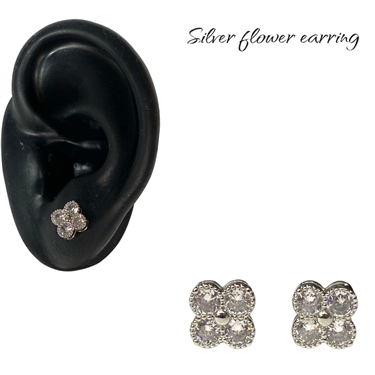 SILVER FLOWER EARRING