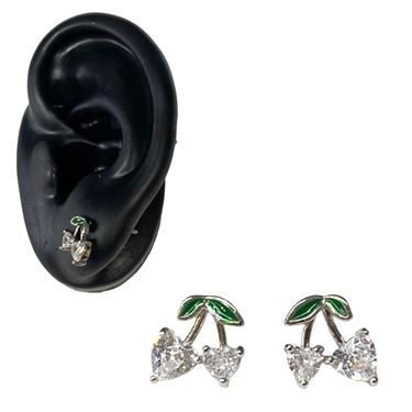 SILVER CHERRY EARRING