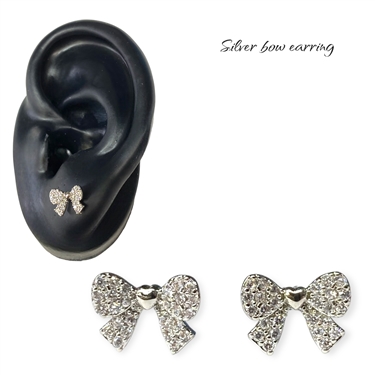 SILVER BOW EARRING