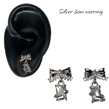 SILVER BOW EARRING