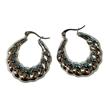 SILVER SEASHELL HOOPS
