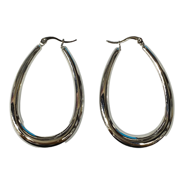 SILVER OVAL HOOP