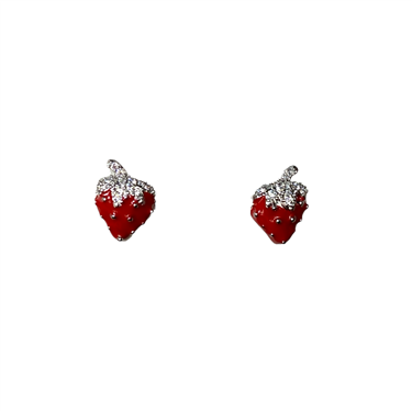 SILVER STRAWBERRY EARRING