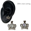 SILVER CROWN EARRING