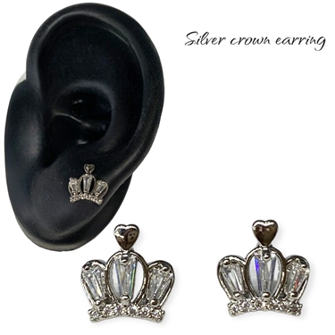 SILVER CROWN EARRING