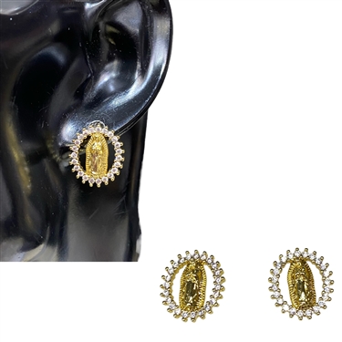 GOLD VIRGIN MARY EARRING
