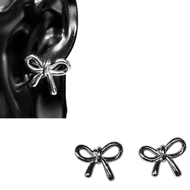 SILVER BOW EARRING