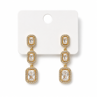 Rectangular Zircon Dangle Earrings