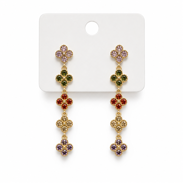 Clover Rhinestone Drop Earrings