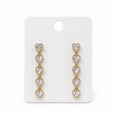 Sparkling Heart Long Earrings