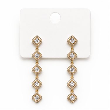 Square Crystal Long Earrings
