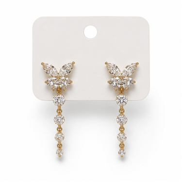 Butterfly Zircon Long Drop Earrings