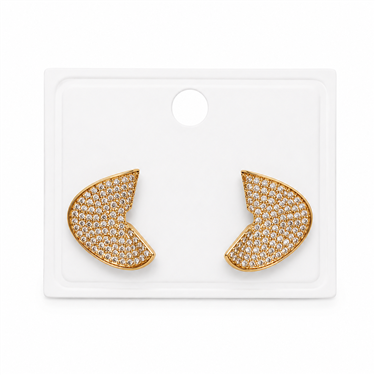 Silver Pave C-Shaped Stud Earrings