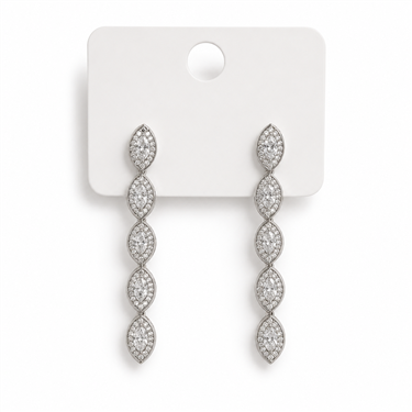 Marquise Cut Zircon Long Drop Earrings