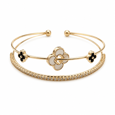 Double Butterfly Zircon Pearl Stud Earrings