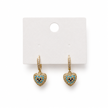 Heart Evil Eye Crystal Earrings