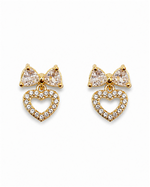 Bowknot Heart Rhinestone Stud Earrings