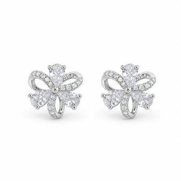 Floral CZ Stud Earrings
