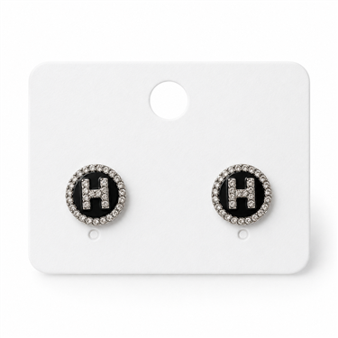 H Letter Rhinestone Stud Earrings
