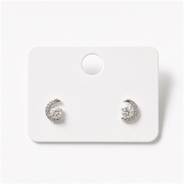 Crescent Moon Zircon Stud Earrings