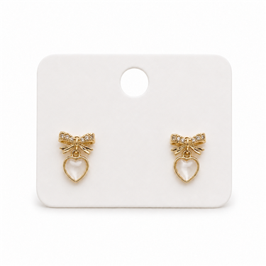 Heart Charm Bow Earrings