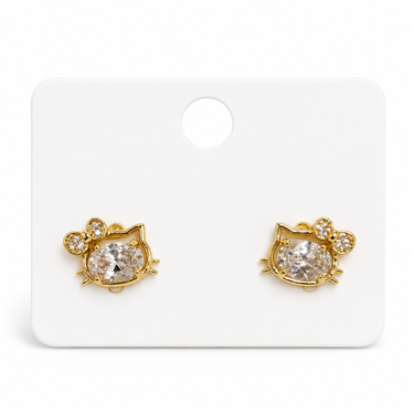 Cat Head Crystal Earrings