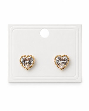 Large Heart Crystal Stud Earrings