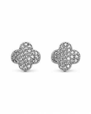 Clover Full Rhinestone Stud Earrings
