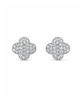 Clover Full Rhinestone Stud Earrings