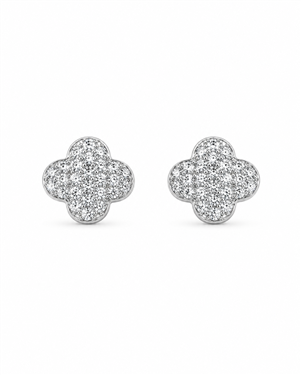 Clover Full Rhinestone Stud Earrings