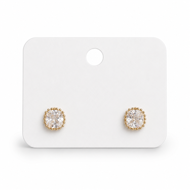 Square CZ Beaded Stud Earrings