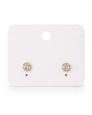 Square CZ Beaded Stud Earrings