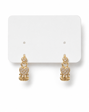 Double Heart Zircon Huggie Hoop Earrings