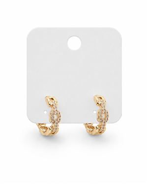Chain Link Zircon Hoop Earrings