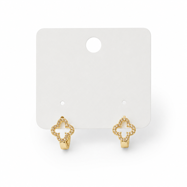 Hollow Clover Zircon Hoop Earrings