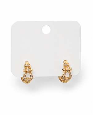 Horsebit CZ Huggie Hoop Earrings