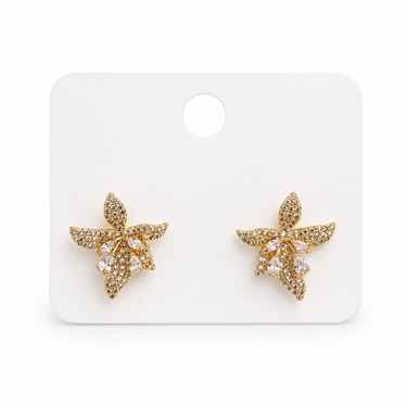 Maple Leaf Zircon Stud Earrings