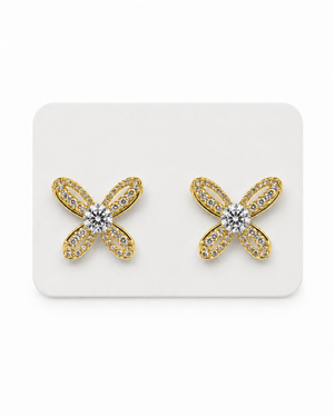 Openwork Crystal Butterfly Stud Earrings