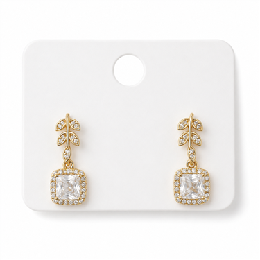Leaf Square Zircon Drop Earrings